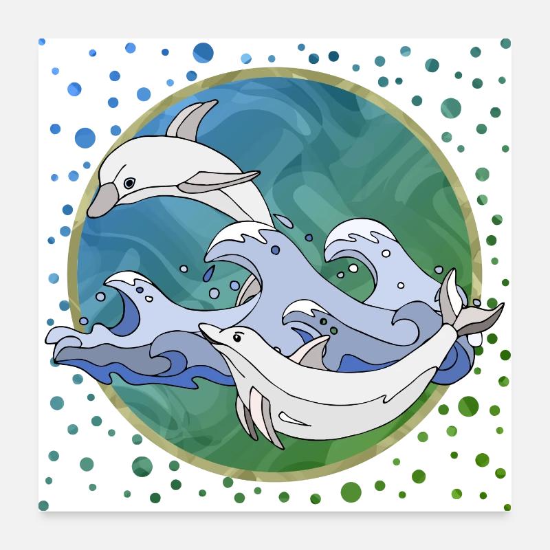 Dolphins Poster 24" x 24" (60x60 cm)