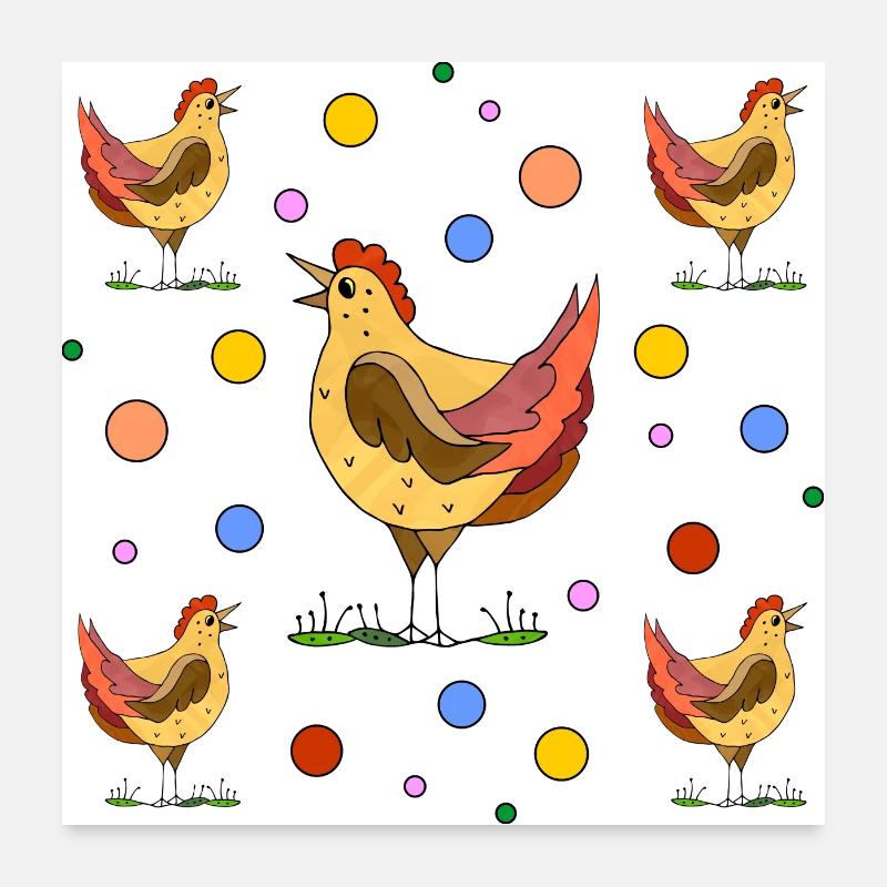 Chickens Poster 24" x 24" (60x60 cm)