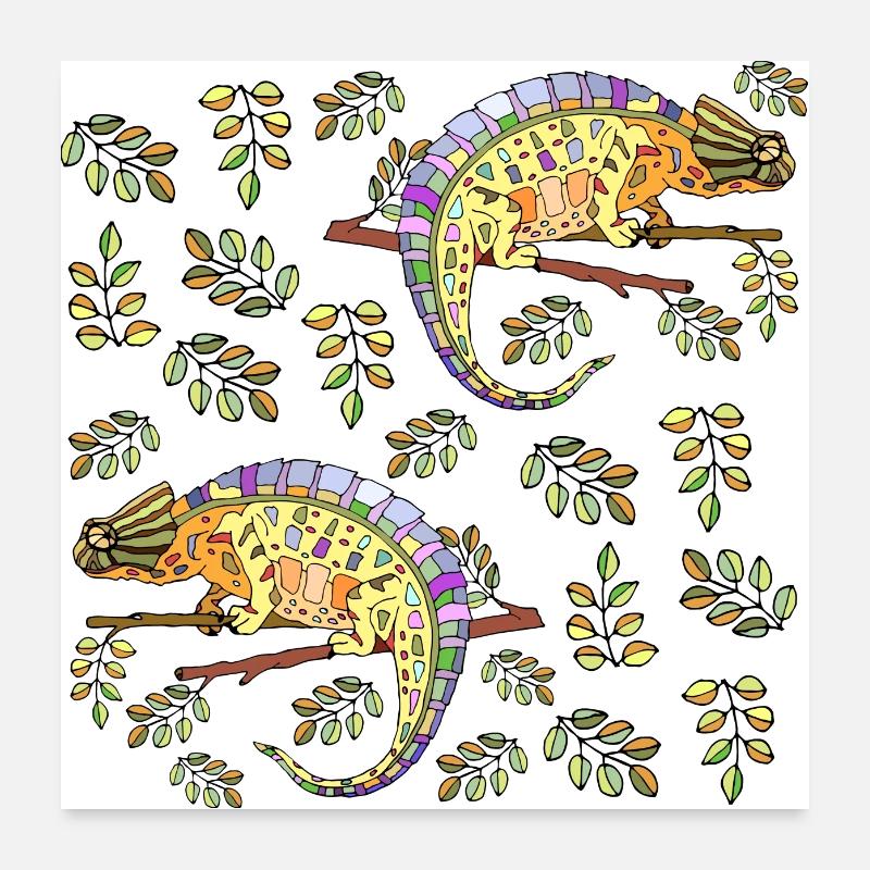 Caméléons Poster 60 x 60 cm