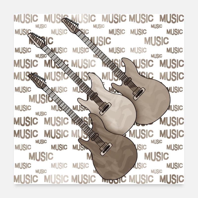 Gitarren - Poster 60x60 cm - Weiß
