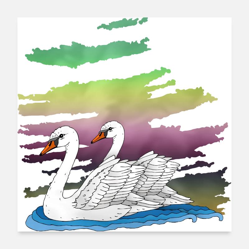 Oiseaux blancs Poster 60 x 60 cm
