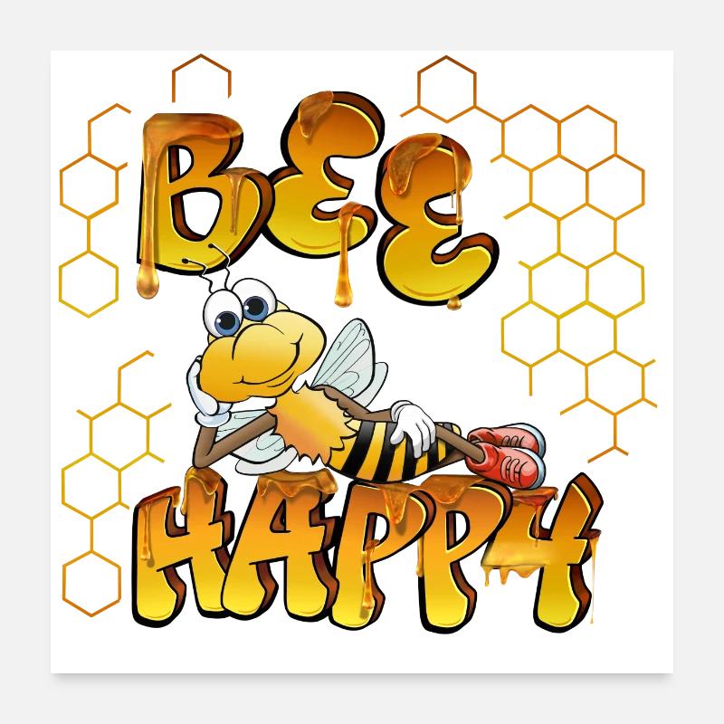 abeille heureuse Poster 60 x 60 cm