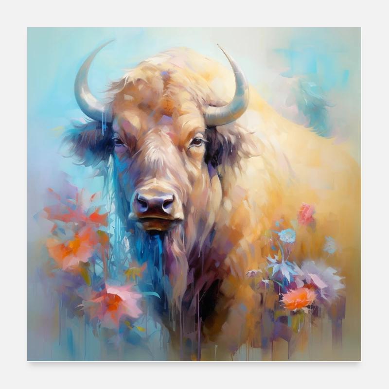 Krafttier Büffel Poster 60x60 cm