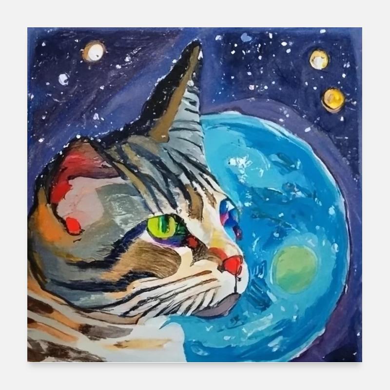 Espace chat avec terre Poster 60 x 60 cm