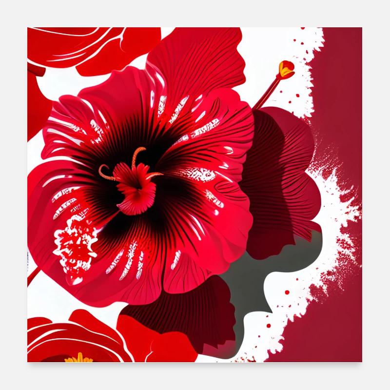 Ein elegantes abstraktes Design mit roter Hibiskusblüte Poster 60x60 cm