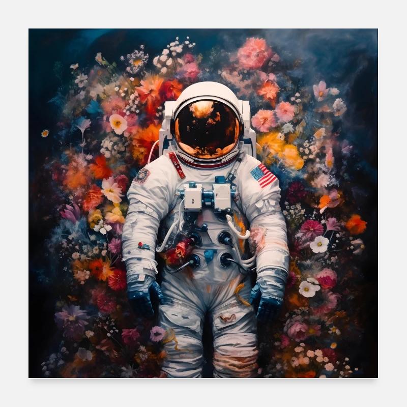 Astronaut Flowers Infinity Poster 24" x 24" (60x60 cm)