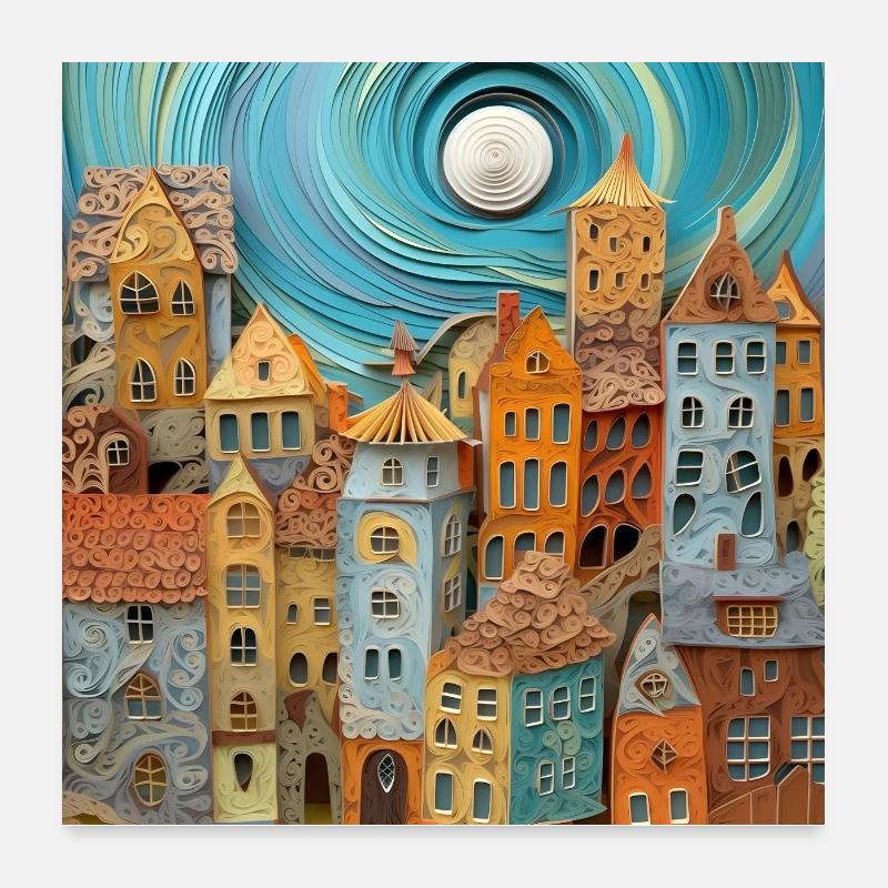Paper City Poster 24" x 24" (60x60 cm)