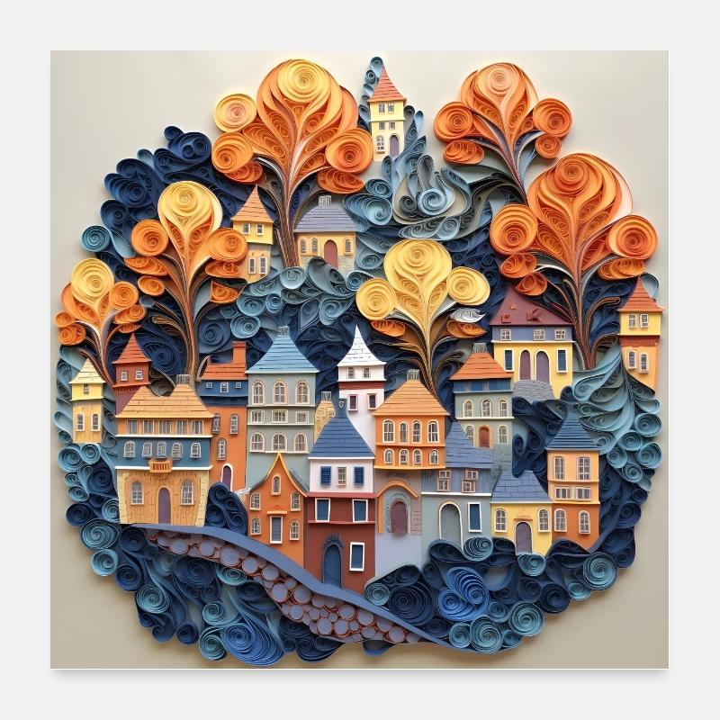 Paper City Poster 24" x 24" (60x60 cm)