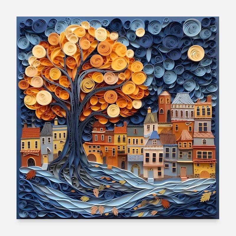 Paper City Poster 24" x 24" (60x60 cm)