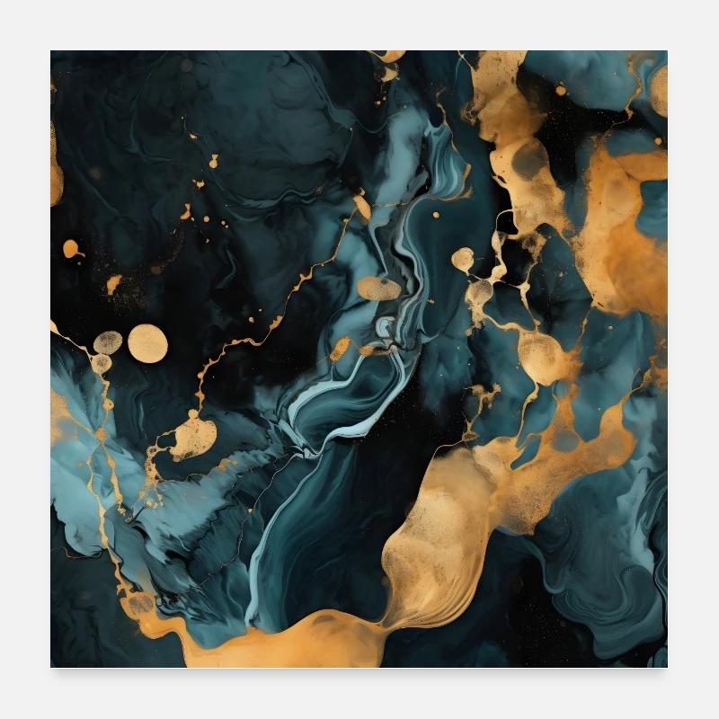 Marble Natural Stone Texture Blue Poster 24" x 24" (60x60 cm)