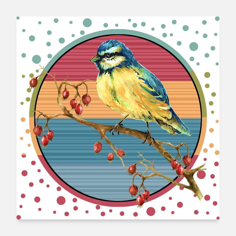 Bunter Vogel Poster 60x60 cm