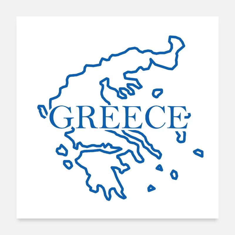Carte de la Grèce - Poster 60 x 60 cm - blanc