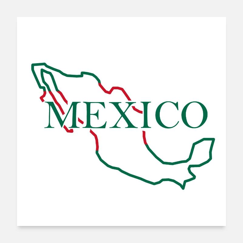 Carte du Mexique Poster 60 x 60 cm