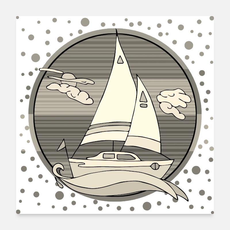 Segelboot - Poster 60x60 cm - Weiß