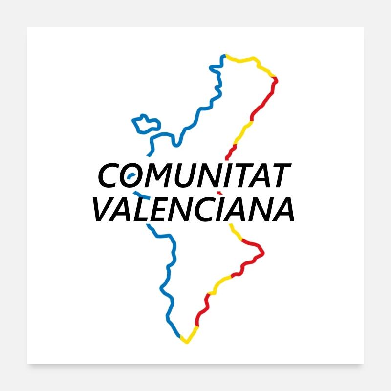Karte der Valencianischen Gemeinschaft Poster 60x60 cm