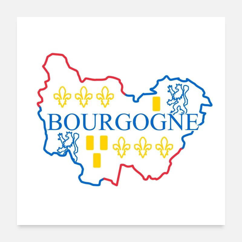 Carte de la Bourgogne Poster 60 x 60 cm