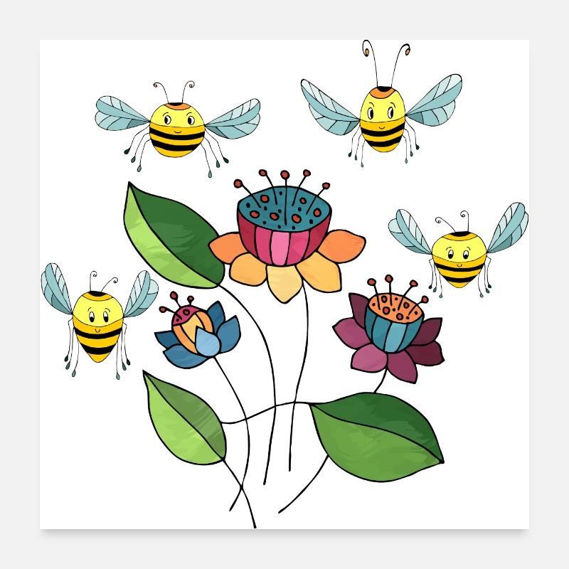 Bees Poster 24" x 24" (60x60 cm)