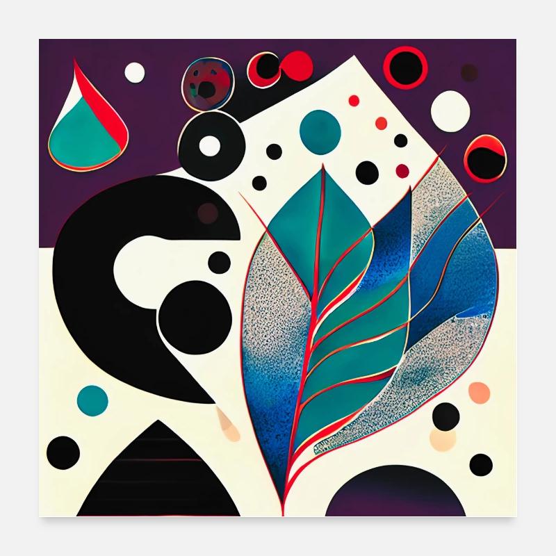 Art abstrait modern, feuilles et formes Poster 60 x 60 cm
