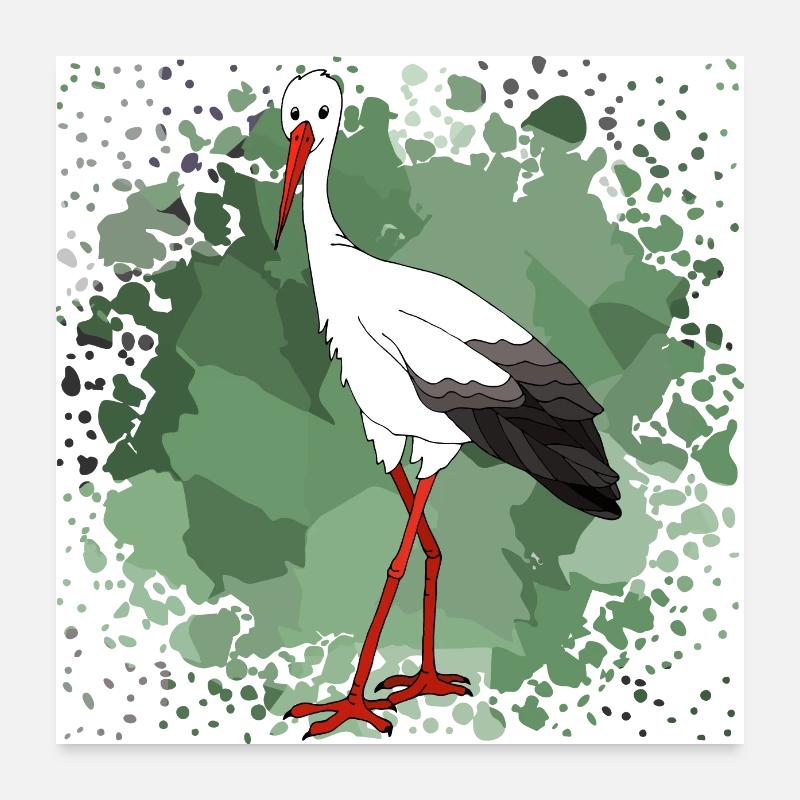 Cigogne - Poster 60 x 60 cm - blanc