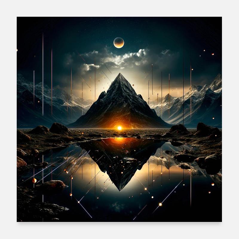 Ätherische Bergmystik: Im Bann der Dämmerung Poster 60x60 cm