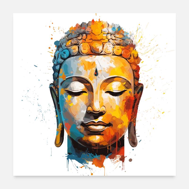 Affiche Bouddha - Poster 60 x 60 cm - blanc