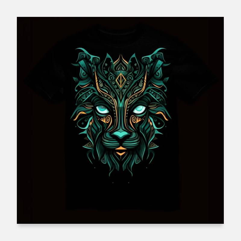 tatouage de chat. Affiche - Poster 60 x 60 cm - blanc