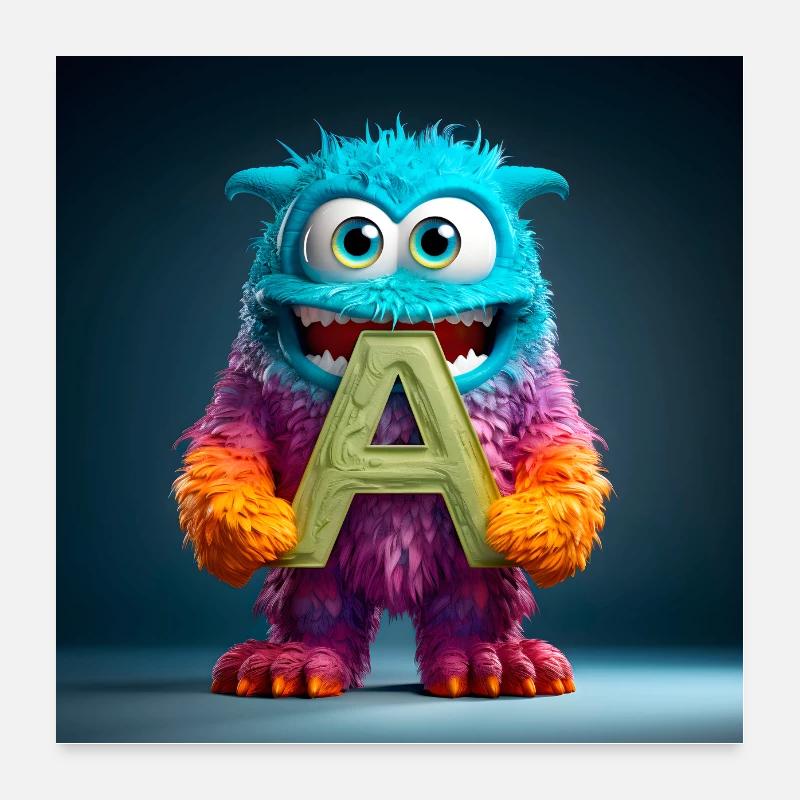 Monstre coloré avec un Poster 60 x 60 cm