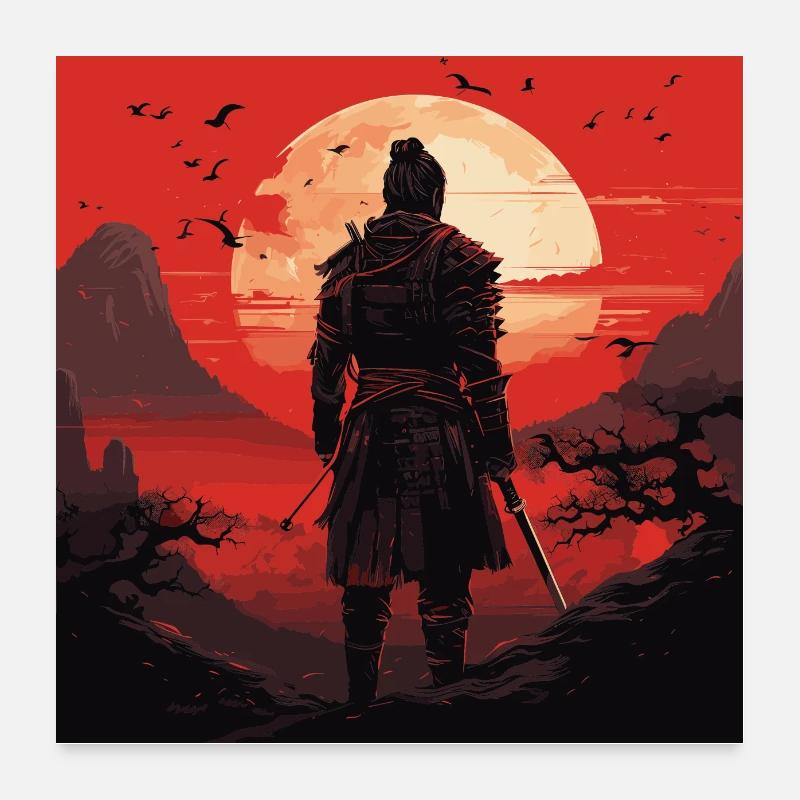 Samouraï au katana Poster 60 x 60 cm