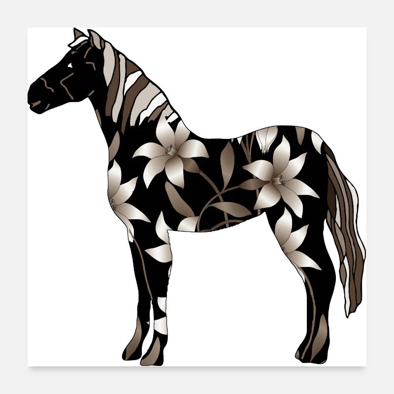 Pferd - Poster 60x60 cm - Weiß