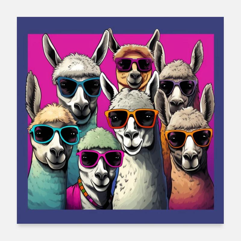 Lama élégant Poster 60 x 60 cm