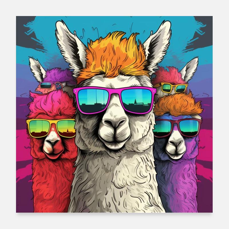 Lama élégant Poster 60 x 60 cm
