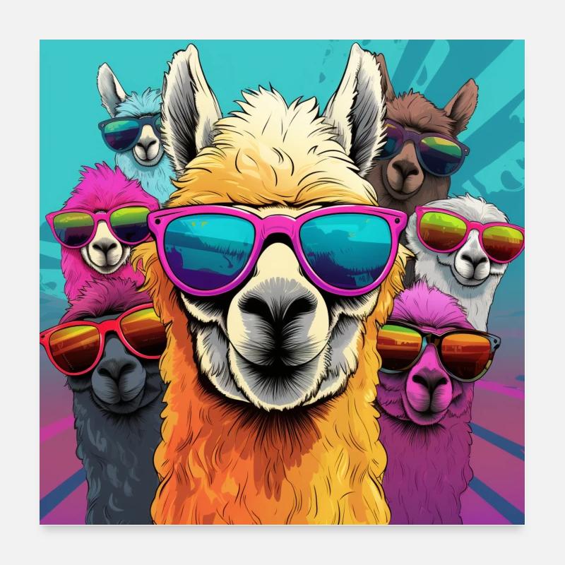 Llama Stylisch Poster 60x60 cm