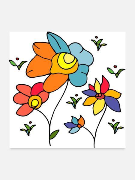 Fleur - Poster 60 x 60 cm - blanc - Devant