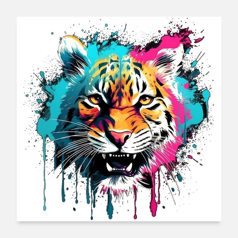 Tiger - Poster 60x60 cm - Weiß