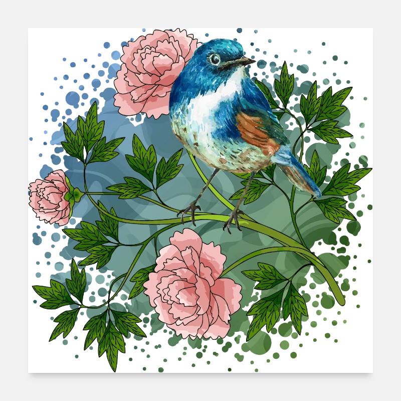 Oiseau coloré Poster 60 x 60 cm