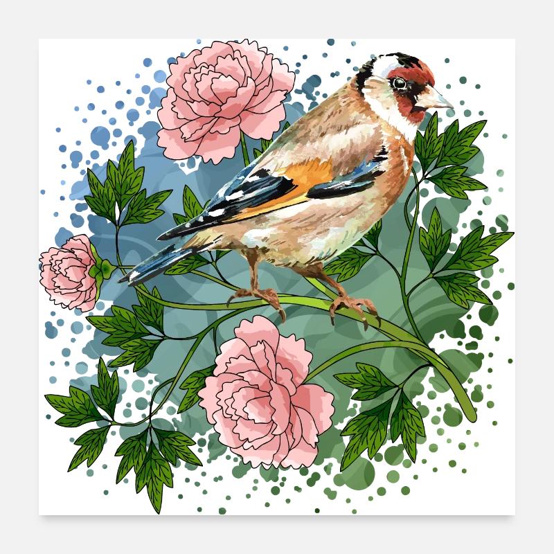 Oiseau coloré Poster 60 x 60 cm