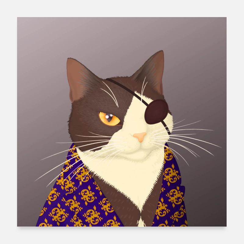 Mad Cat the Mobster - Smokingkatze mit Augenklappe Poster 60x60 cm