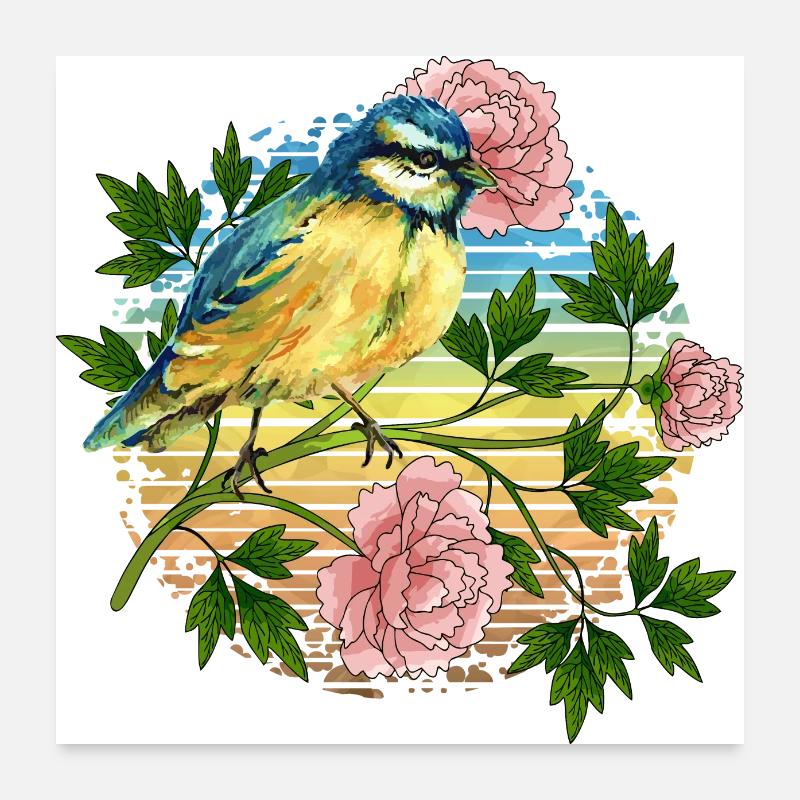 Bunter Vogel Poster 60x60 cm