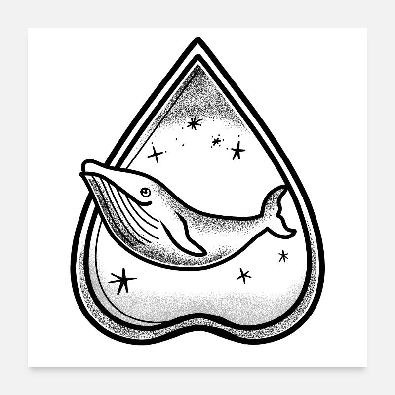 Ouija planche pointer Baleine et étoiles Poster 60 x 60 cm