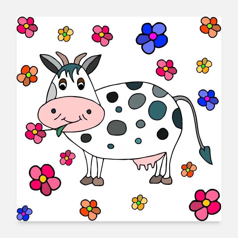 Kuh - Poster 60x60 cm - Weiß