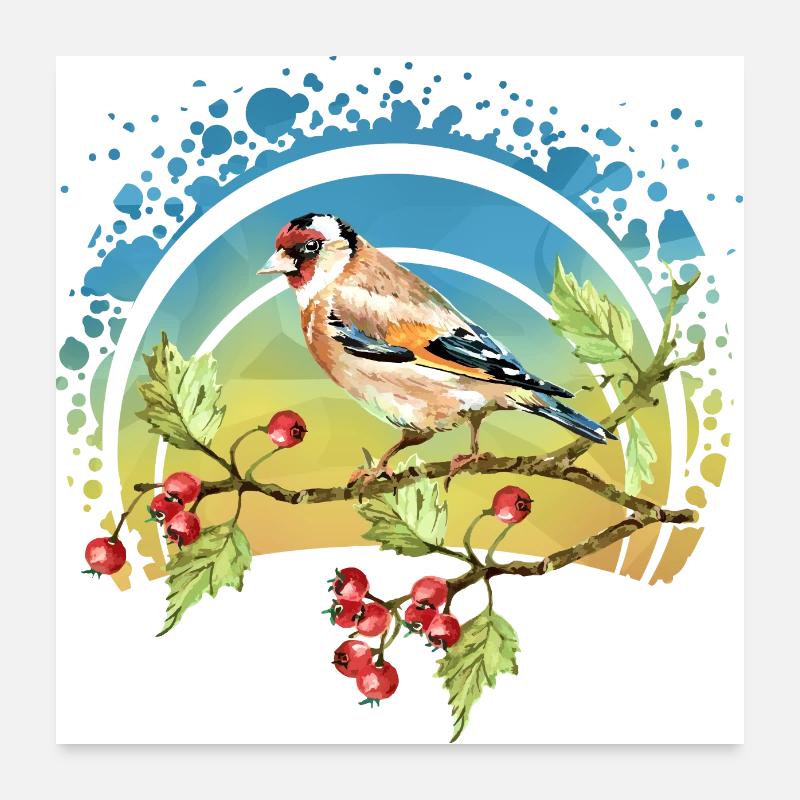 Bunter Vogel Poster 60x60 cm
