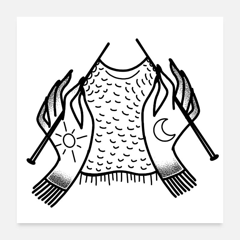 Witchcore tatouage Boho tricot mains Poster 60 x 60 cm