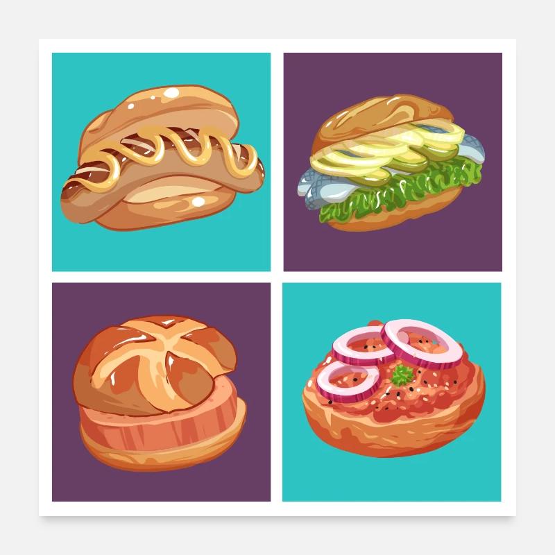 Collection de cuisine de rue Poster 60 x 60 cm