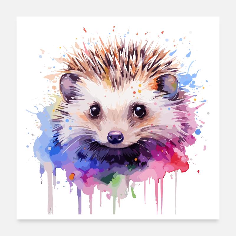 Igel, niedlicher Igel - Poster 60x60 cm - Weiß