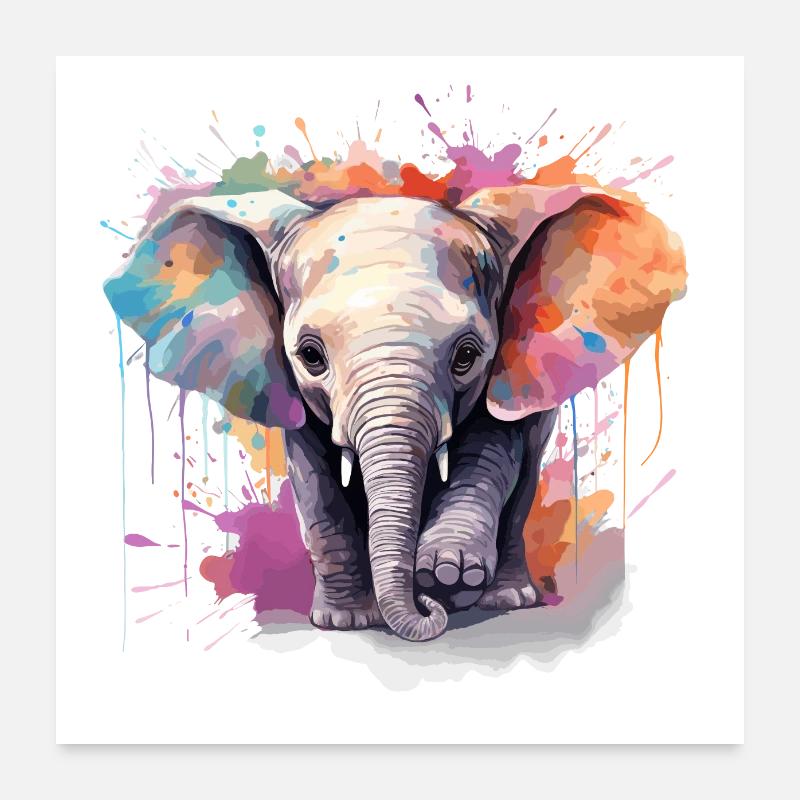 Baby Elephant Poster 24" x 24" (60x60 cm)