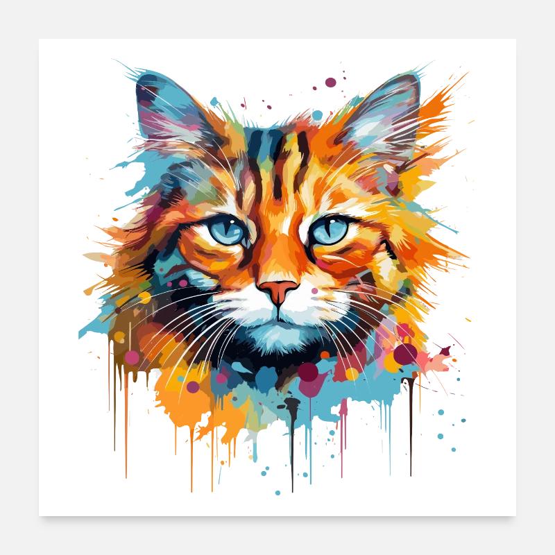 ginger cat, long-haired cat Poster 24" x 24" (60x60 cm)