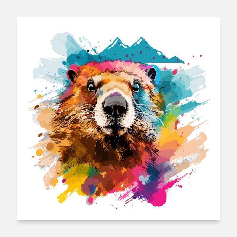 Murmeltier - Poster 60x60 cm - Weiß