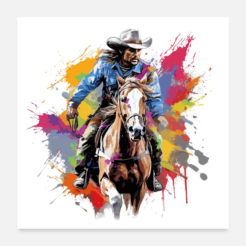 Cowboy Pferd Western Poster 60x60 cm