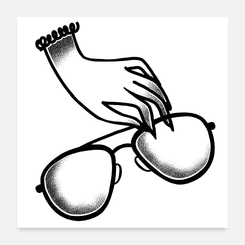 Style de tatouage Boho main et lunettes de soleil Poster 60 x 60 cm