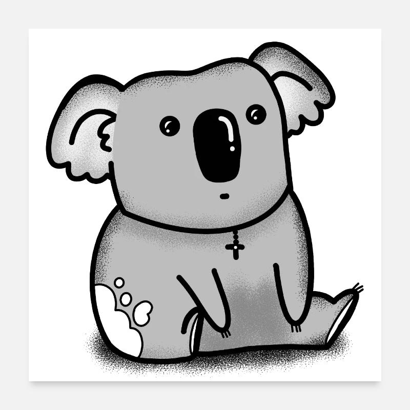 Kleiner grauer Koala sitzend Poster 60x60 cm